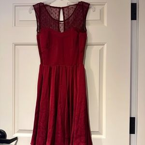 Guess Champagne Red A-Line Silk Sweetheart Dress in Size 2 (Like New)